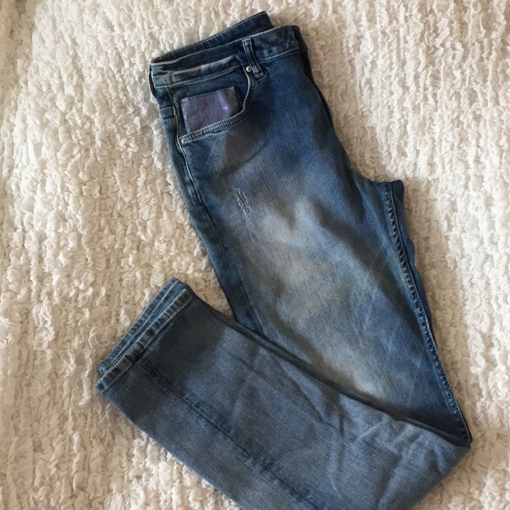 H&M Denim Jeans with Blue Sequins Pocket